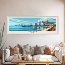 Load image into Gallery viewer, Gdynia Poland Travel Art, City Art, Framed Canvas Print or Metal Wall Art, Europe Travel Poster, Panoramic Wall Art, Extra Wide Wall Art