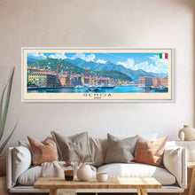 Carregar imagem no visualizador da galeria, Genoa Italy Travel Art, City Art, Framed Canvas Print or Metal Wall Art, Europe Travel Poster, Panoramic Wall Art, Extra Wide Wall Art