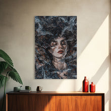 Load image into Gallery viewer, Bats and Beauty in the Night - Spooky Halloween Wall Art - Creepy Home Decor - Gothic Art Print - Unique Halloween Decoration