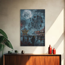 Load image into Gallery viewer, Eerie Carnival, Halloween Art, Spooky Wall Decor, Framed Canvas Print, Creepy Art, Halloween Wall Decor, Seasonal Wall Art, Scary Artwork