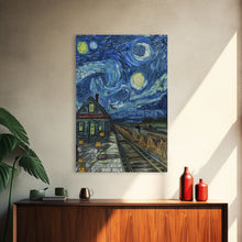 Load image into Gallery viewer, Enchanted Graveyard with Lanterns Framed Canvas Print, Wall Art, Spooky Home Decor, Halloween Cemetery Art, Mystical Art, Haunted Graveyard