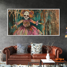 Load image into Gallery viewer, Creepy Doll Wall Art, Framed Canvas Print, Spooky Season Spooky Vibes Wall Art, Halloween Decor