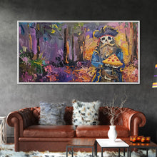 Load image into Gallery viewer, Do Ghost Pirates Eat Pizza? The Answer is Yes. Funny Halloween Wall Art, Framed Canvas Print