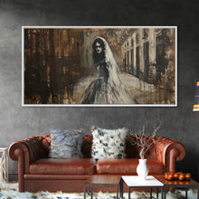 Carregar imagem no visualizador da galeria, Ghostly Bride, Haunted Wedding, Framed Canvas Print, Spooky Wall Art, Halloween Decor