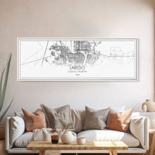 Load image into Gallery viewer, Panoramic Laredo City Map, Texas Art, Map Print, Minimalist Wall Art, Canvas Art, Housewarming Gift, Street Map Art, Closing Gift
