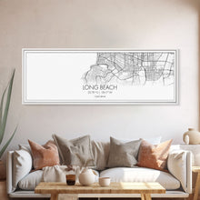 Load image into Gallery viewer, Panoramic Long Beach City Map, California Art, Map Print, Minimalist Wall Art, Canvas Art, Housewarming Gift, Street Map Art, Closing Gift