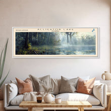 Load image into Gallery viewer, Alligator Lake Florida Panoramic Framed Canvas Print, Lake House Decor, Tropical Landscape, Travel Poster, Wall Art, Scenic Painting