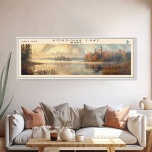 Load image into Gallery viewer, Amadjuak Lake Panoramic Framed Canvas Print, Lake House Decor, Minimalist Art, Travel Poster, Scenic View, Nature Wall Art