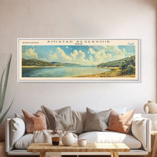 Load image into Gallery viewer, Amistad Reservoir Texas Panoramic Framed Canvas Print, Lake House Decor, Modern Art, Travel Poster, Scenic View, Water Reflection