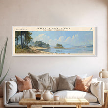 Load image into Gallery viewer, Artillery Lake Panoramic Framed Canvas Print, Lake House Art, Modern Decor, Travel Poster, Scenic View, Home Decoration