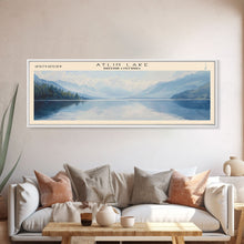 Carregar imagem no visualizador da galeria, Atlin Lake Panoramic Framed Canvas Print, Lake House Decor, Minimalist Art, Travel Poster, Scenic View, Nature Wall Art