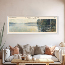 Carregar imagem no visualizador da galeria, Badin Lake North Carolina Panoramic Framed Canvas Print, Lake House Art, Modern Decor, Travel Poster, Scenic View, Home Decoration
