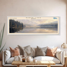 Carregar imagem no visualizador da galeria, Baker Lake Panoramic Framed Canvas Print, Lake House Decor, Minimalist Art, Travel Poster, Scenic View, Nature Wall Art
