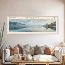 Load image into Gallery viewer, Bear Lake Panoramic Framed Canvas Print, Lake House Decor, Scenic View, Travel Poster, Minimalist Art, Home Decoration