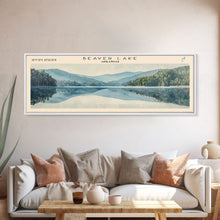 Load image into Gallery viewer, Beaver Lake Arkansas Framed Canvas Print, Panoramic Lake House Decor, Scenic Painting, Travel Poster, Rustic Art, Nature Wall Art