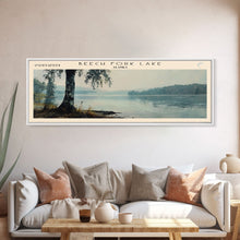 Load image into Gallery viewer, Beech Fork Lake West Virginia Framed Canvas Print, Panoramic Lake House Art, Scenic Painting, Travel Poster, Rustic Decor, Nature Scene