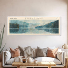 Load image into Gallery viewer, Belews Lake North Carolina Panoramic Framed Canvas Print, Lake House Decor, Scenic View, Travel Poster, Minimalist Art, Home Decor
