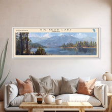 Load image into Gallery viewer, Big Bear Lake California Panoramic Framed Canvas Print, Lake House Decor, Scenic View, Travel Poster, Modern Art, Nature Wall Art