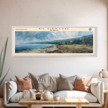 Load image into Gallery viewer, Big Glen Lake Michigan Framed Canvas Print, Lake House Decor, Panoramic Scenic View, Travel Poster, Rustic Art, Lake Painting