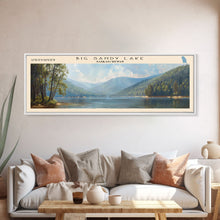 Load image into Gallery viewer, Big Sandy Lake Framed Canvas Print, Lake House Art, Panoramic Travel Poster, Scenic View, Modern Decor, Lake Painting