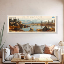 Load image into Gallery viewer, Big Trout Lake Framed Canvas Print, Lake House Art, Panoramic Scenic View, Travel Poster, Minimalist Wall Art, Lake Painting
