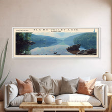 Load image into Gallery viewer, Blairs Valley Lake Maryland Framed Canvas Print, Panoramic Lake House Decor, Scenic View, Travel Poster, Rustic Art, Lake Painting