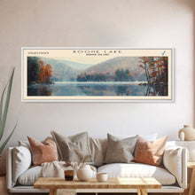 Load image into Gallery viewer, Boone Lake Rhode Island Framed Canvas Print, Panoramic Lake House Decor, Scenic View, Travel Poster, Rustic Art, Lake Painting