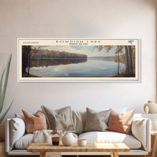 Load image into Gallery viewer, Bowdish Lake Rhode Island Framed Canvas Print, Lake House Art, Panoramic Travel Poster, Wall Art, Modern Lake Painting, Home Decor