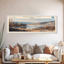 Load image into Gallery viewer, Bradley Lake Wyoming Framed Canvas Print, Panoramic Lake House Decor, Wall Art, Travel Poster, Rustic Lake Painting, Nature Art