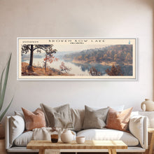 Carregar imagem no visualizador da galeria, Broken Bow Lake Oklahoma Framed Canvas Print, Panoramic Lake House Art, Wall Art, Travel Poster, Modern Lake Painting, Nature Art
