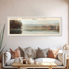 Carregar imagem no visualizador da galeria, Brookville Lake Indiana Framed Canvas Print, Lake House Decor, Panoramic Wall Art, Travel Poster, Rustic Lake Painting, Nature Art