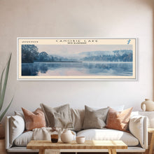 Carregar imagem no visualizador da galeria, Canobie Lake New Hampshire Framed Canvas Print, Panoramic Lake House Art, Wall Art, Travel Poster, Modern Lake Painting, Nature Art