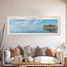 Cargar imagen en el visor de la galería, Carter Lake Nebraska Framed Canvas Print, Lake House Art, Panoramic Wall Art, Travel Poster, Modern Lake Painting, Home Decor