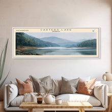Cargar imagen en el visor de la galería, Carters Lake Georgia Framed Canvas Print, Panoramic Lake House Decor, Wall Art, Travel Poster, Rustic Lake Painting, Nature Art