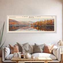 Cargar imagen en el visor de la galería, Cave Run Lake Kentucky Framed Canvas Print, Lake House Decor, Panoramic Wide Art, Travel Poster, Rustic Lake Painting, Nature Art