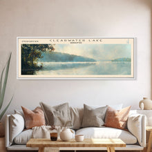 Cargar imagen en el visor de la galería, Clearwater Lake Missouri Framed Canvas Print, Lake House Decor, Panoramic Wide Art, Travel Poster, Rustic Lake Painting, Nature Art