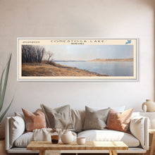 Cargar imagen en el visor de la galería, Conestoga Lake Nebraska Framed Canvas Print, Panoramic Lake House Decor, Wide Wall Art, Travel Poster, Modern Lake Painting, Nature Art