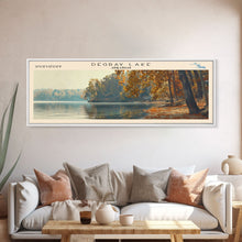 Load image into Gallery viewer, DeGray Lake Arkansas Framed Canvas Print, Lake House Decor, Panoramic Wall Art, Travel Poster, Modern Lake Painting, Nature Art