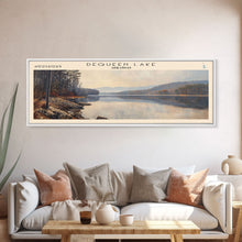 Load image into Gallery viewer, DeQueen Lake Arkansas Framed Canvas Print, Lake House Art, Panoramic Wall Art, Travel Poster, Rustic Lake Painting, Home Decor