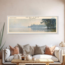 Load image into Gallery viewer, Deal Lake New Jersey Framed Canvas Print, Lake House Art, Panoramic Wall Art, Travel Poster, Rustic Lake Painting, Home Decor