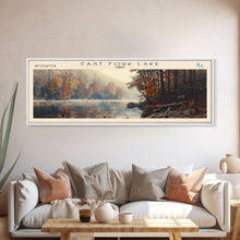 Load image into Gallery viewer, East Fork Lake Ohio Framed Canvas Print, Lake House Decor, Panoramic Wall Art, Travel Poster, Modern Lake Painting, Nature Art