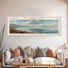 Load image into Gallery viewer, El Vado Lake New Mexico Framed Canvas Print, Lake House Art, Panoramic Travel Poster, Wall Art, Modern Lake Painting, Home Decor