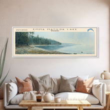 Carregar imagem no visualizador da galeria, Emma Matilda Lake Wyoming Framed Canvas Print, Lake House Decor, Panoramic Wall Art, Travel Poster, Modern Lake Painting, Nature Art