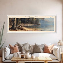 Load image into Gallery viewer, Enid Lake Mississippi Framed Canvas Print, Lake House Decor, Panoramic Wall Art, Travel Poster, Modern Lake Painting, Nature Art
