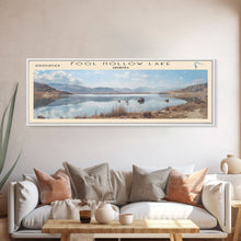Carregar imagem no visualizador da galeria, Fool Hollow Lake Arizona Framed Canvas Print, Panoramic Lake House Decor, Wall Art, Travel Poster, Majestic Lake Painting, Nature Art