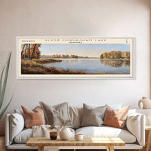 Carregar imagem no visualizador da galeria, Glenn Cunningham Lake Nebraska Framed Canvas Print, Lake House Art, Panoramic Wall Art, Travel Poster, Picturesque Lake Painting, Home Decor