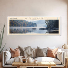 Load image into Gallery viewer, Griffith Lake Vermont Framed Canvas Print, Lake House Decor, Panoramic Wall Art, Travel Poster, Beautiful Lake Painting, Nature Art