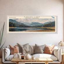 Carregar imagem no visualizador da galeria, Kakisa Lake Framed Canvas Print, Lake House Art, Panoramic Wall Art, Travel Poster, Scenic Lake Painting, Home Decor