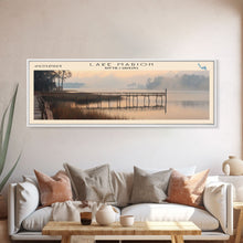 Load image into Gallery viewer, Lake Marion South Carolina Framed Canvas Print, Lake House Decor, Panoramic Wall Art, Travel Poster, Serene Lake Painting, Boho Art