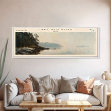 Load image into Gallery viewer, Lake Red Rock Iowa Framed Canvas Print, Lake House Decor, Panoramic Wall Art, Travel Poster, Beautiful Landscape Painting, Modern Art